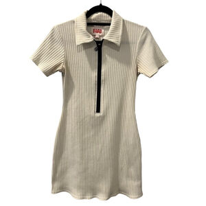 Solid & Striped White Polo Zip Dress Size Medium Ribbed Short Sleeves Casual